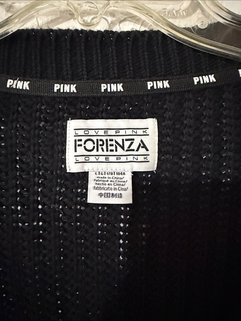PINK Victoria's Secret Black Open-Knit V-Neck Sweater - Picture 2 of 2